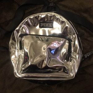PINK mini silver backpack